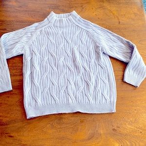 Mango Basics mock neck light blue cable sweater